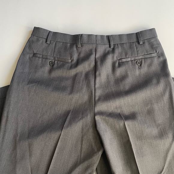 Chaps Mens Dress Pants 100% Wool Mens Gray Slacks Waist 36 - Picture 2 of 7